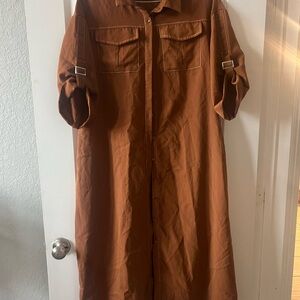 PrettyGarden Button-Up Brown Dress